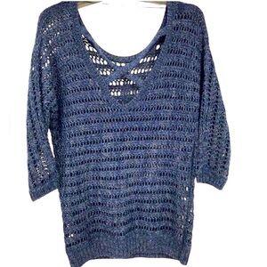 INC size PP (XS) chunky knit summer sweater navy excellent like-new condition